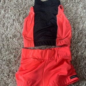 Black and Coral Activewear Set